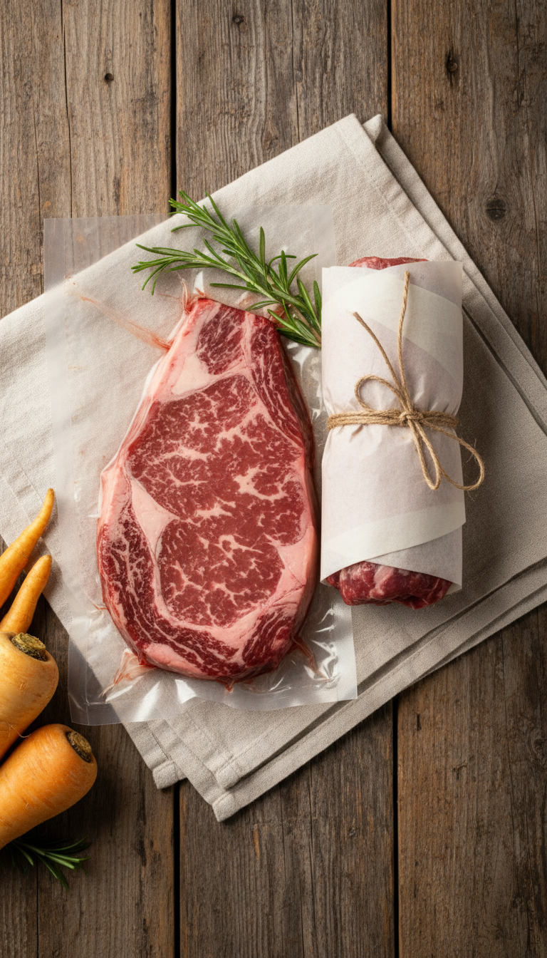 Grass-fed ribeye steak hand-cut
